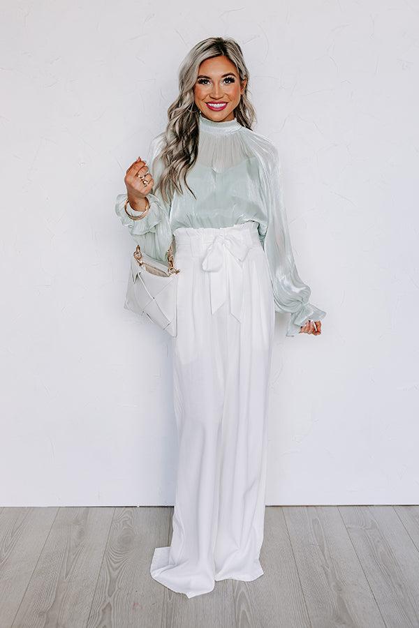 Hazelle High Waist Trousers In White Product Image