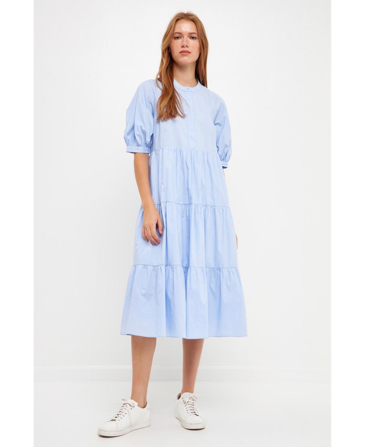 English Factory Womens Short Puff Sleeve Midi Dress Product Image