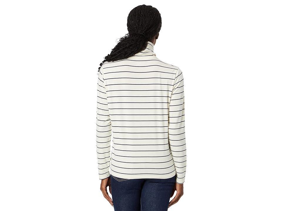 L.L.Bean Petite Soft Stretch Supima Turtleneck Long Sleeve Stripe (Sailcloth/Classic Navy) Women's Clothing Product Image