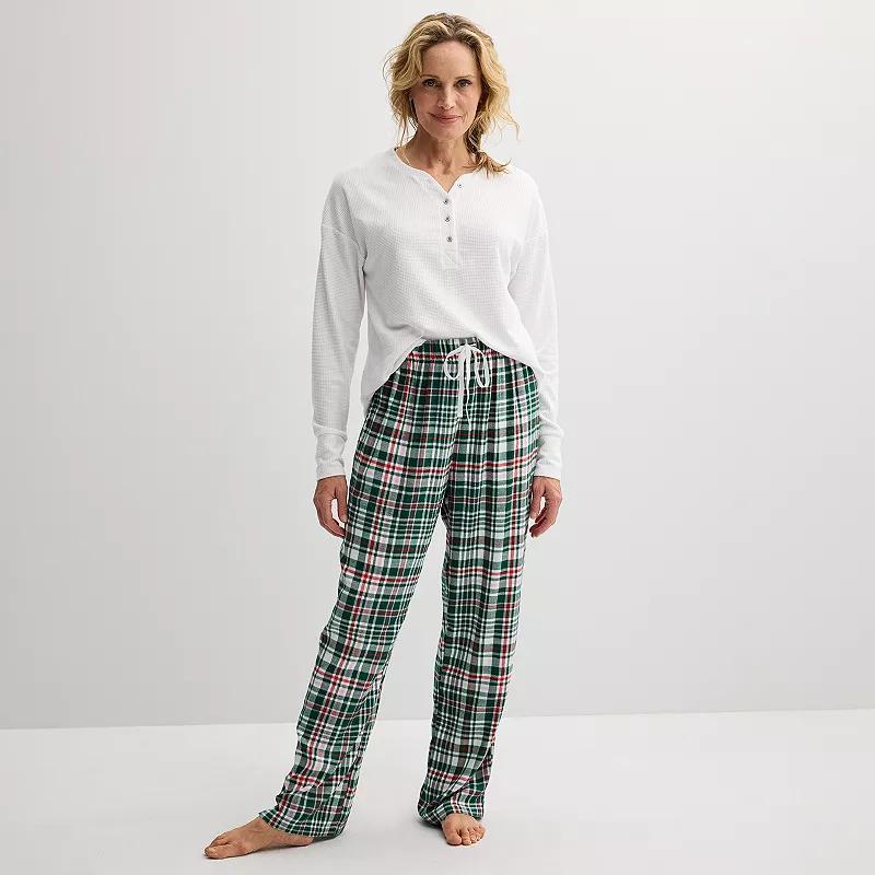 Womens Croft & Barrow 2-pc. Pajama Top & Pajama Bottom Sleep Set Product Image