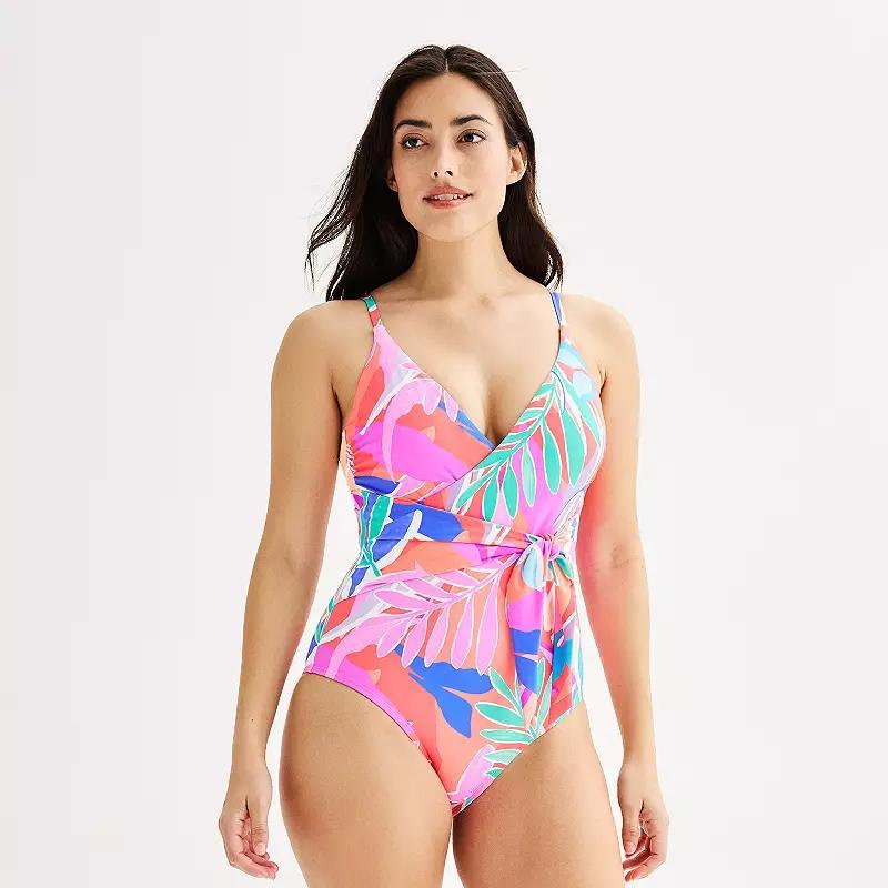 Womens Freshwater Sash Crossover One-Piece Swim Suit Product Image