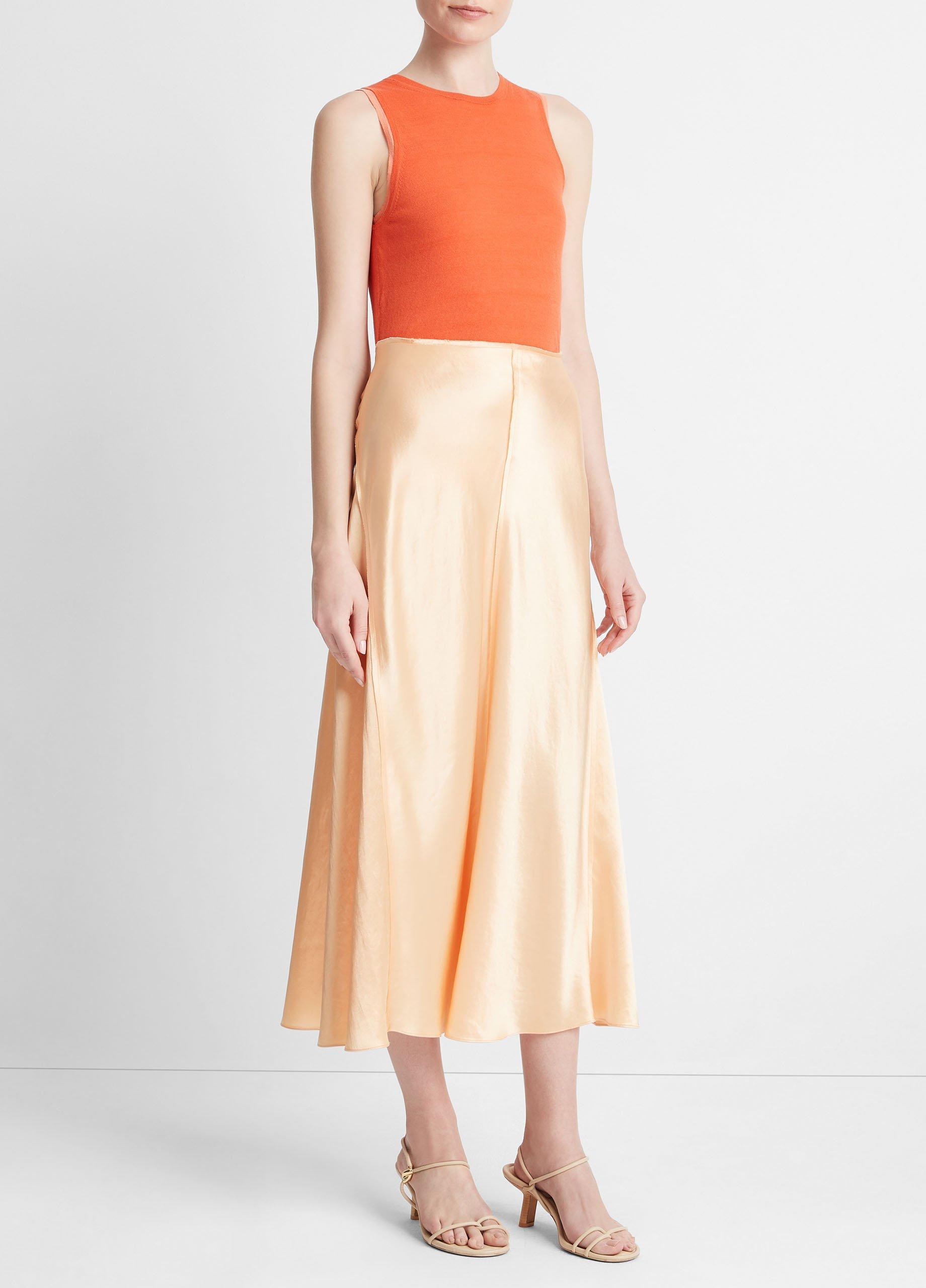 Satin Raw-Edge Paneled Slip Skirt Product Image