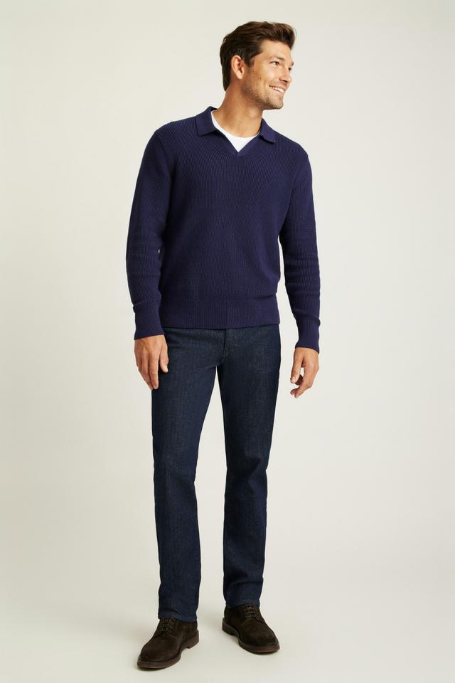 Cotton Cashmere Long Sleeve Sweater Polo Product Image