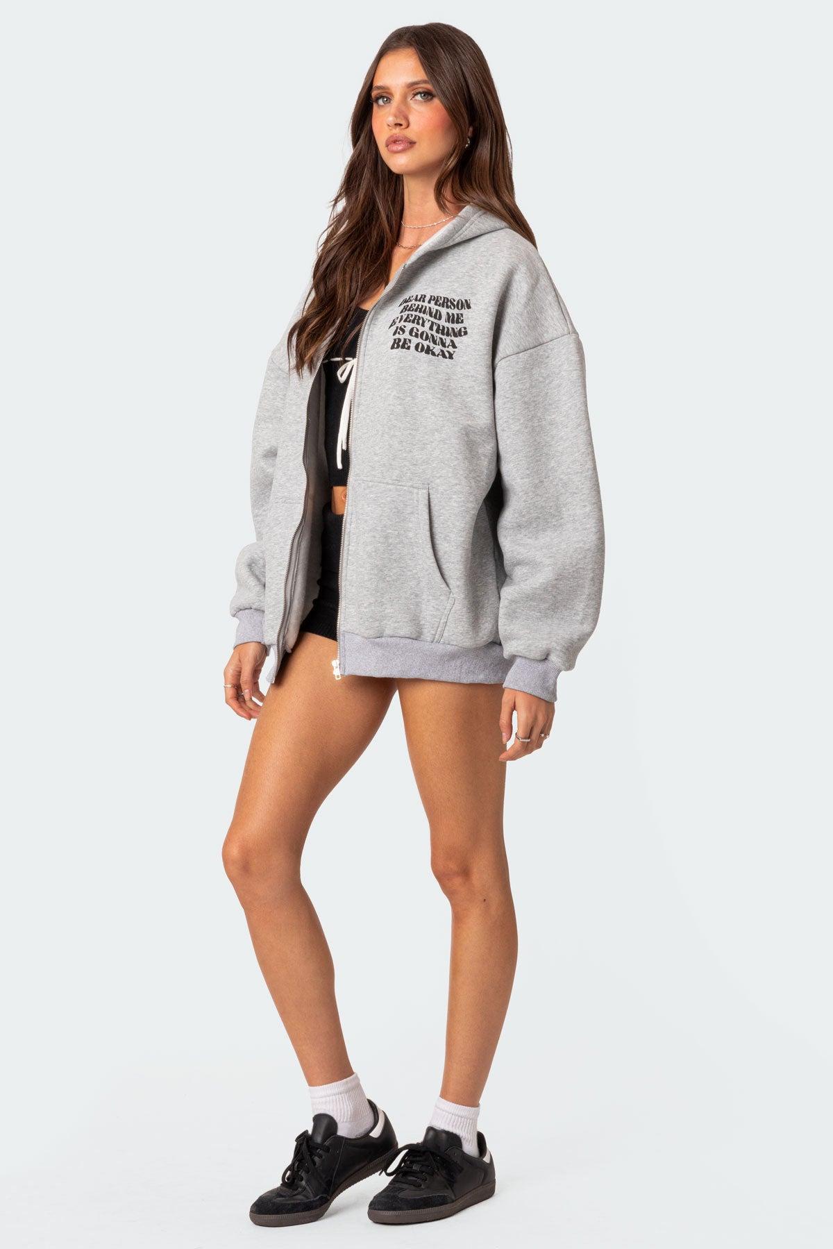 Edikted Women's Everything's Ok Zip-Up Oversized Hoodie Product Image