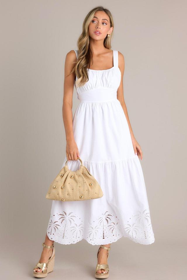 Garden Breeze Cotton White Eyelet Midi Dress Product Image