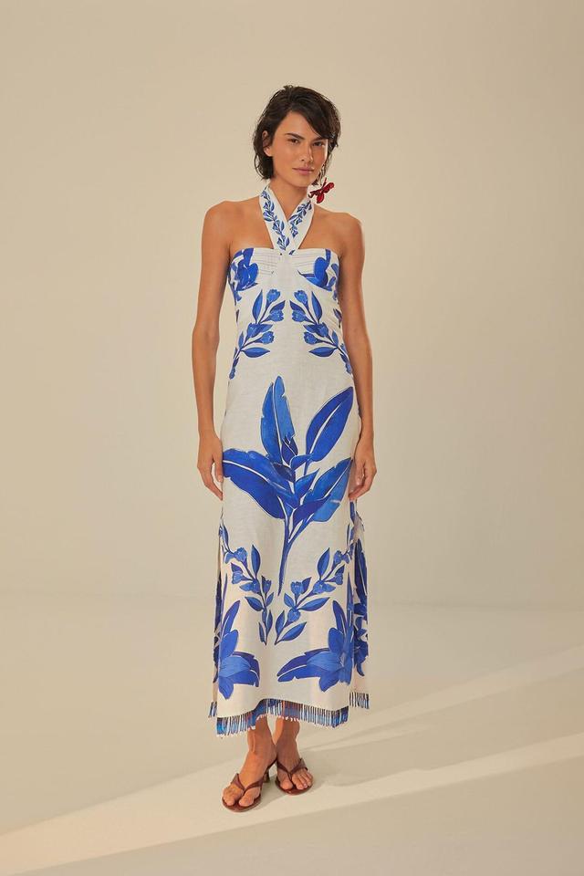 Off-White Blue Yard Sleeveless Maxi Dress Product Image