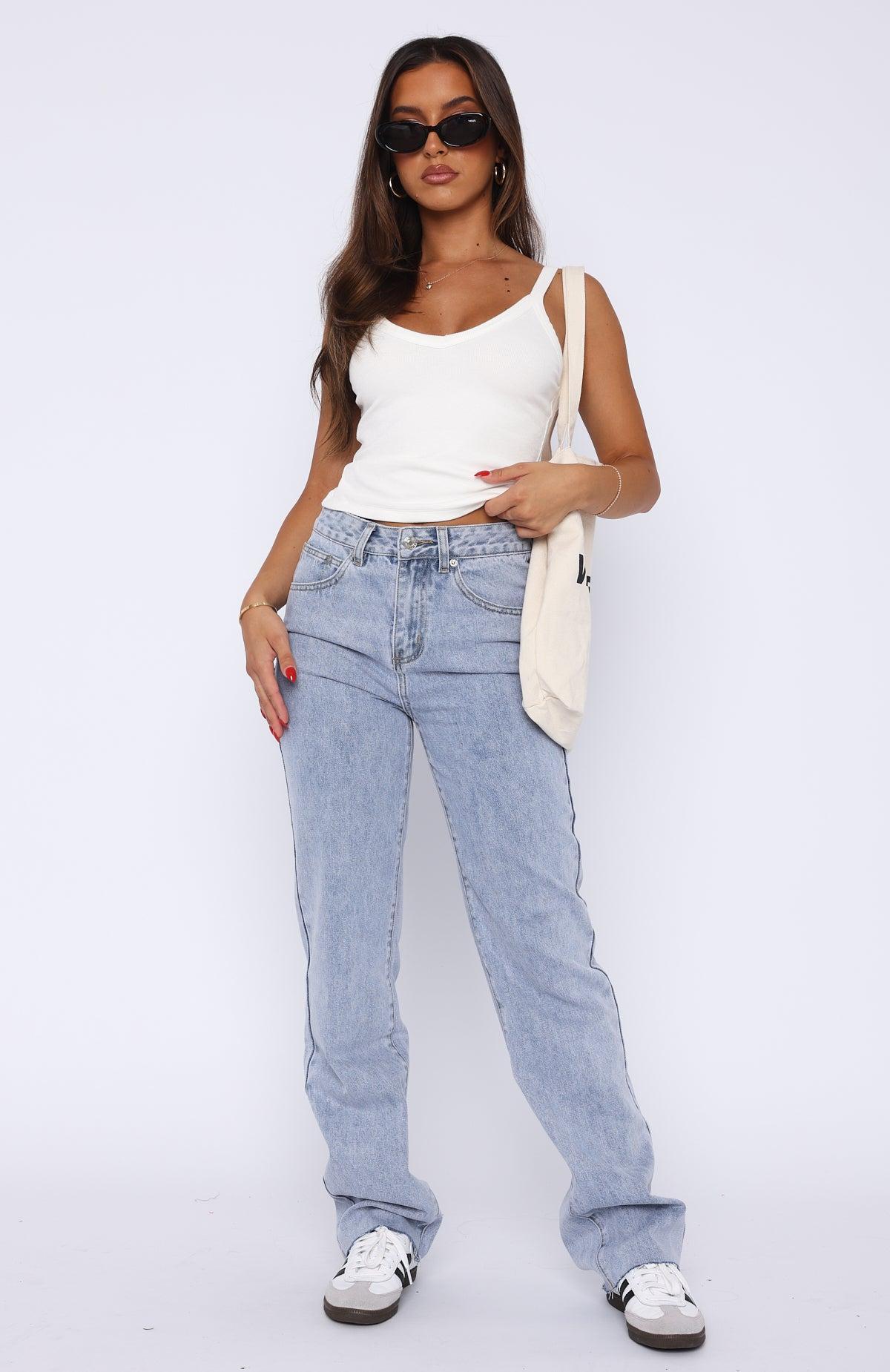 Jordyn High Waisted Straight Leg Jeans Light Blue Wash Product Image