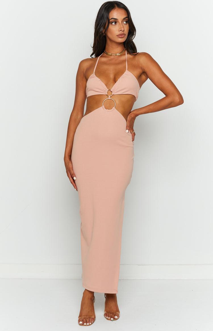 Earthling Beige Maxi Halter Dress Product Image