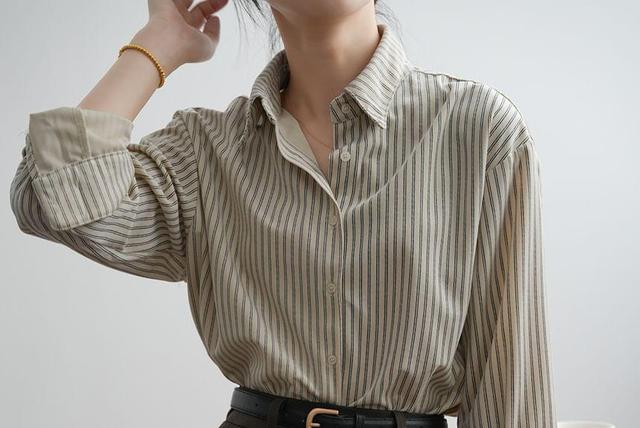 Long-Sleeve Striped Shirt Product Image