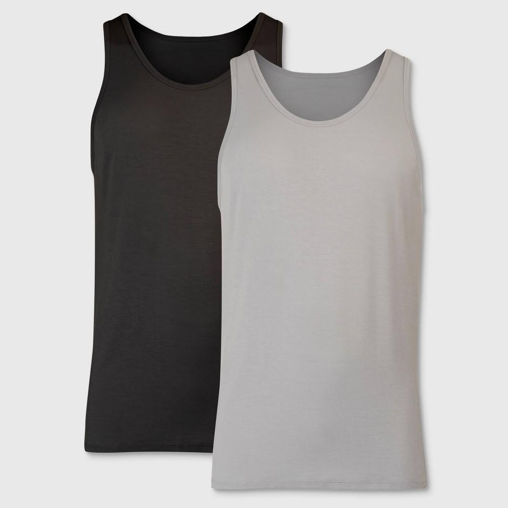 Hanes Originals Premium Mens SuperSoft Sleeveless Crewneck Tank Undershirt 2pk - Taupe/Black Product Image