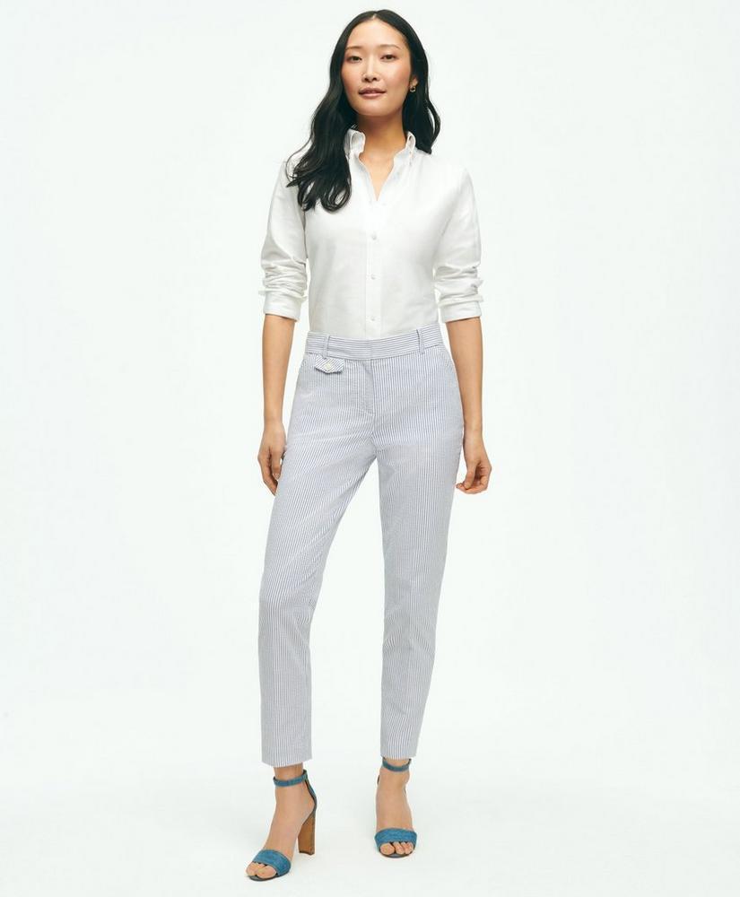 Classic Striped Seersucker Pants in Cotton Blend Product Image