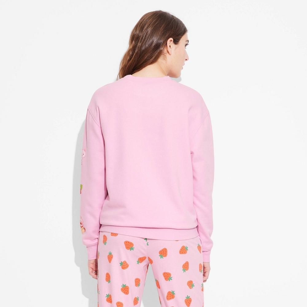 Women's Strawberry Shortcake Big Strawberry Graphic Sweatshirt - Pink XS Product Image