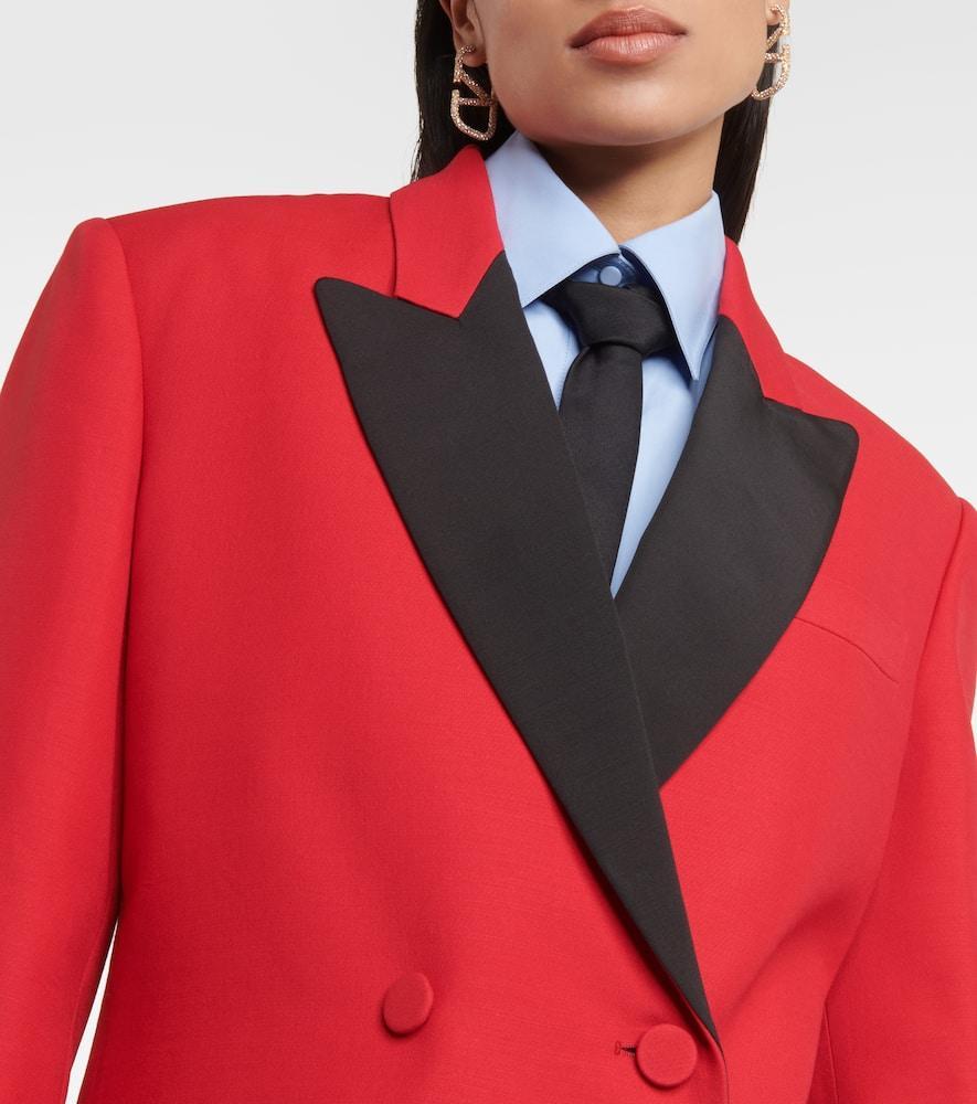 VALENTINO Double-breasted Crêpe Blazer In Red Product Image