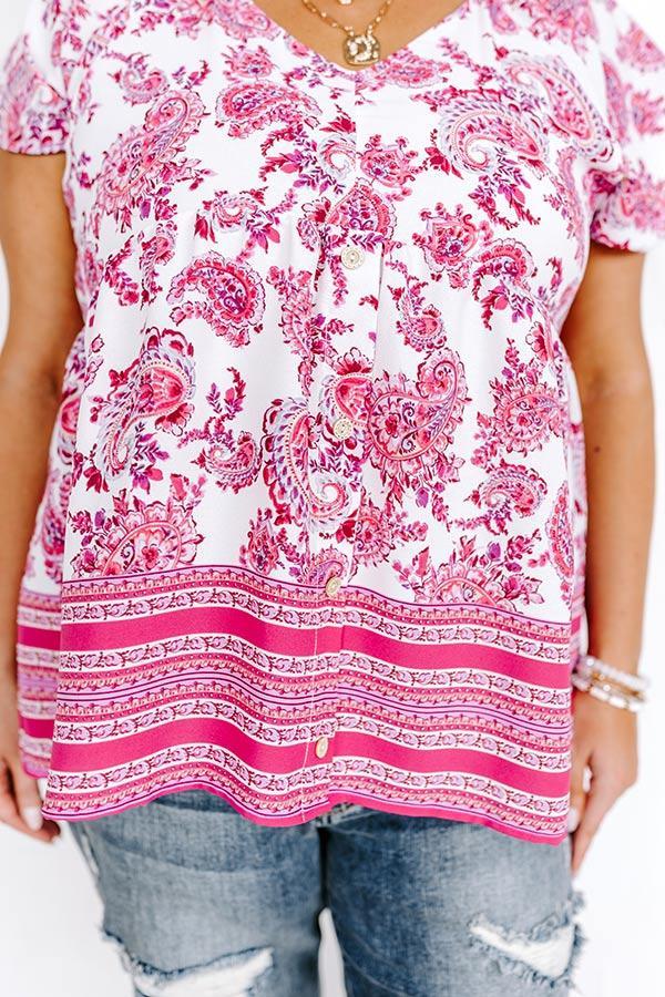 Blossom Boulevard Babydoll Top In Fuchsia Curves Product Image