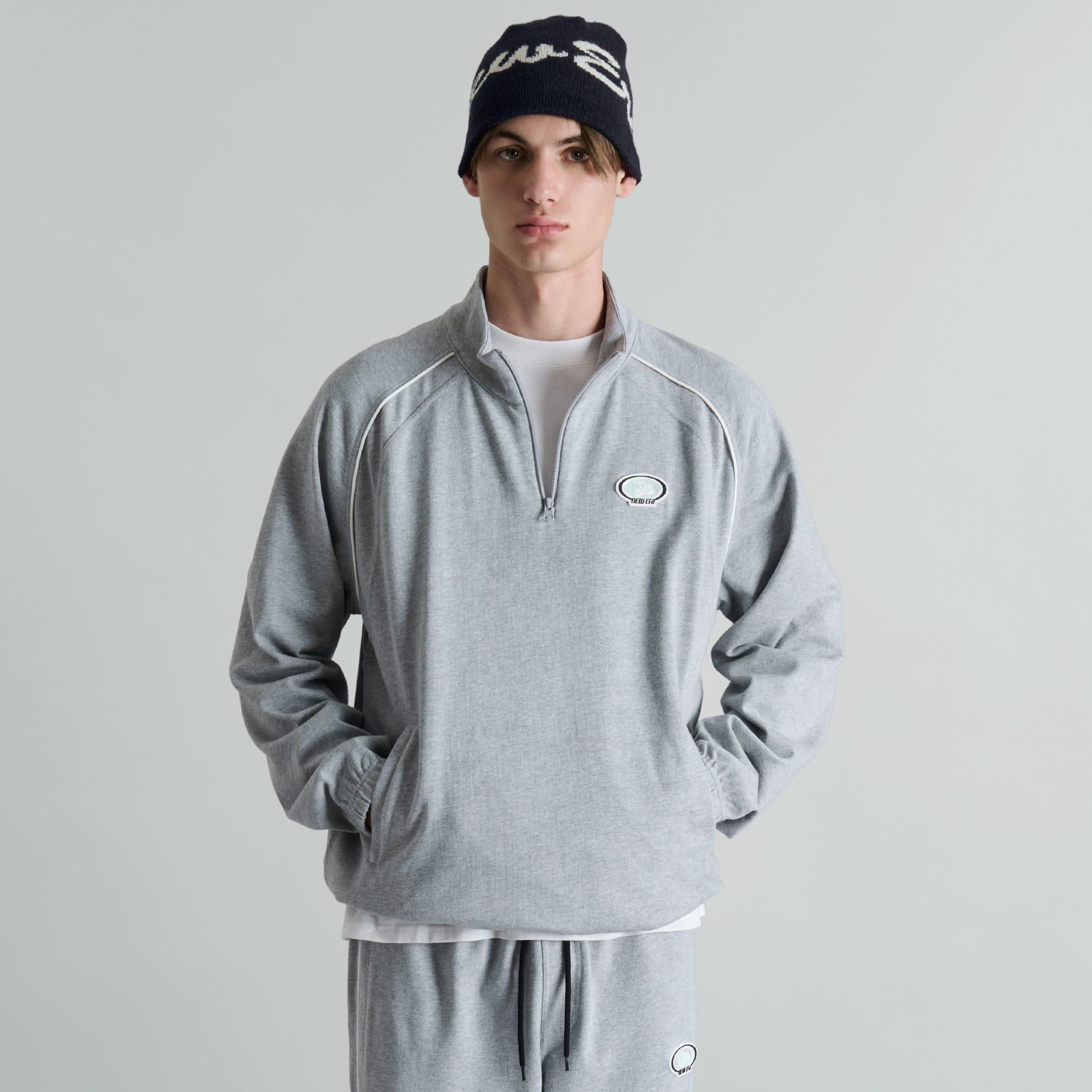 Brand New Era Shoreline Heather Gray Half-Zip Pullover Male Product Image