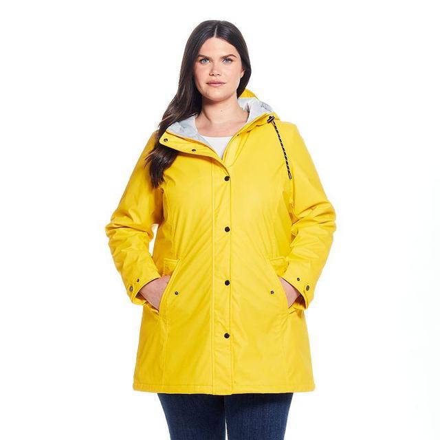 Plus Size Weathercast Hooded Midweight Rain Jacket, Womens Yellow Yellow Product Image