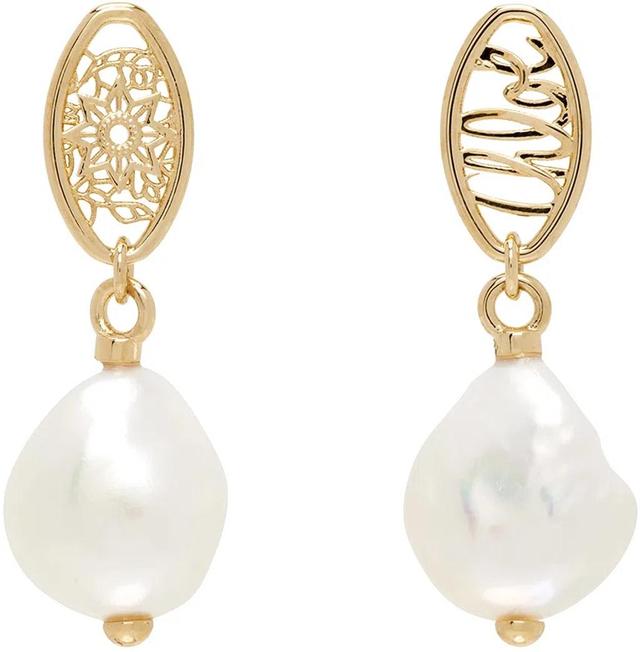 Gold Darcey Lace Drop Earrings In 105 Pearl Product Image