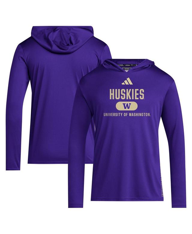 Adidas Mens Purple Washington Huskies 2024 Sideline Hooded Long Sleeve T-Shirt Product Image