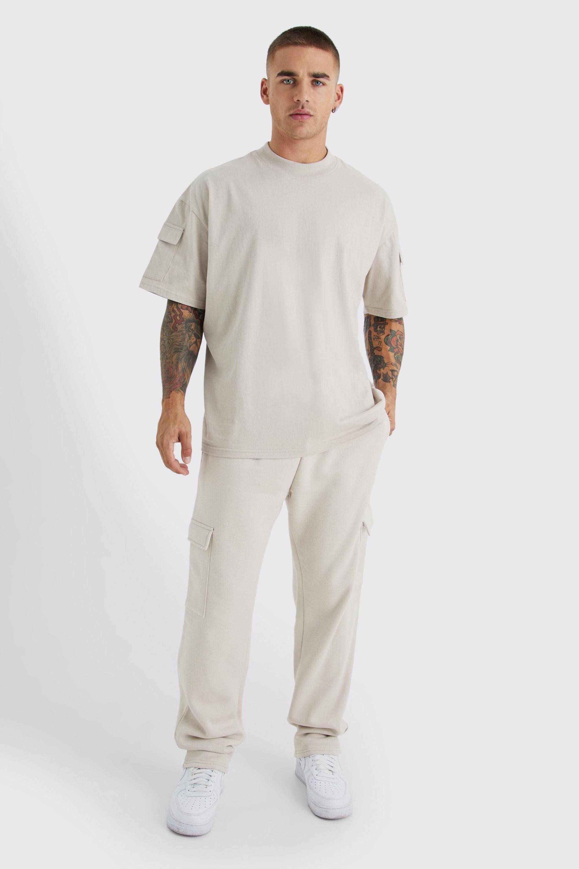 Oversized Cargo T-shirt Tracksuit | boohooMAN USA Product Image