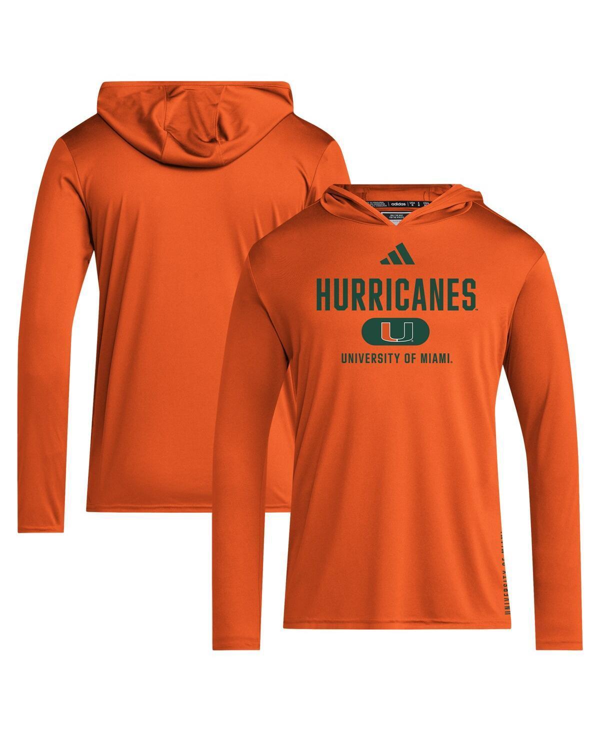 Mens adidas Miami Hurricanes 2024 Sideline Hooded Long Sleeve T-Shirt Product Image