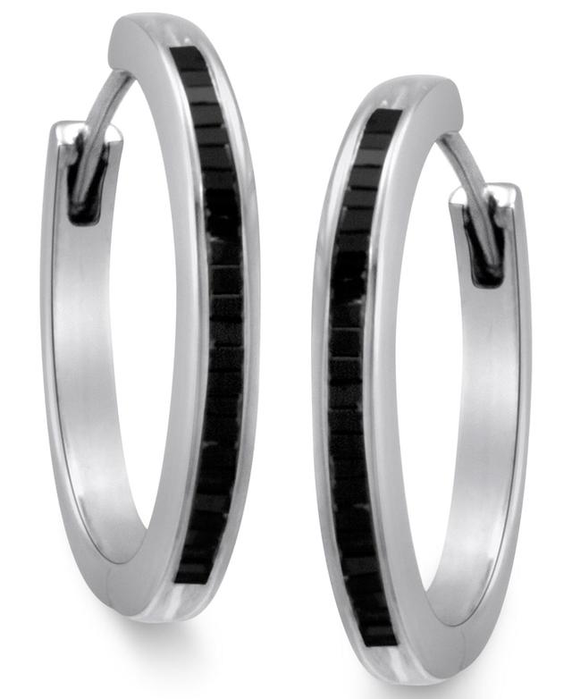 Jewelexcess Sterling Silver 1/2-ct. T.W. Black Diamond Hoop Earrings, Womens Product Image