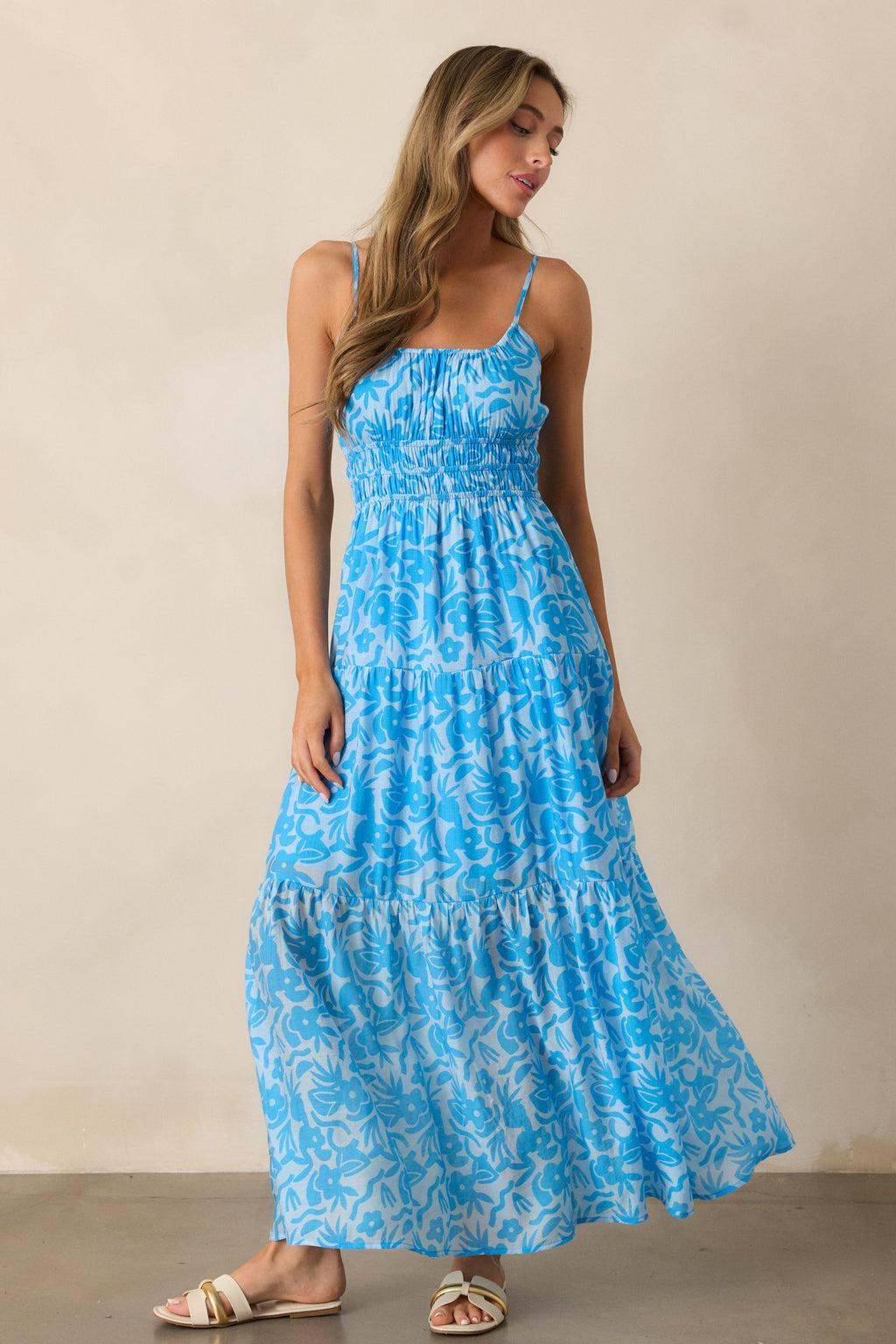 MINKPINK Enza Blue Floral Maxi Dress Product Image