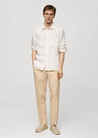 MANGO MAN - Cotton lyocell pleated pants vanillaMen Product Image