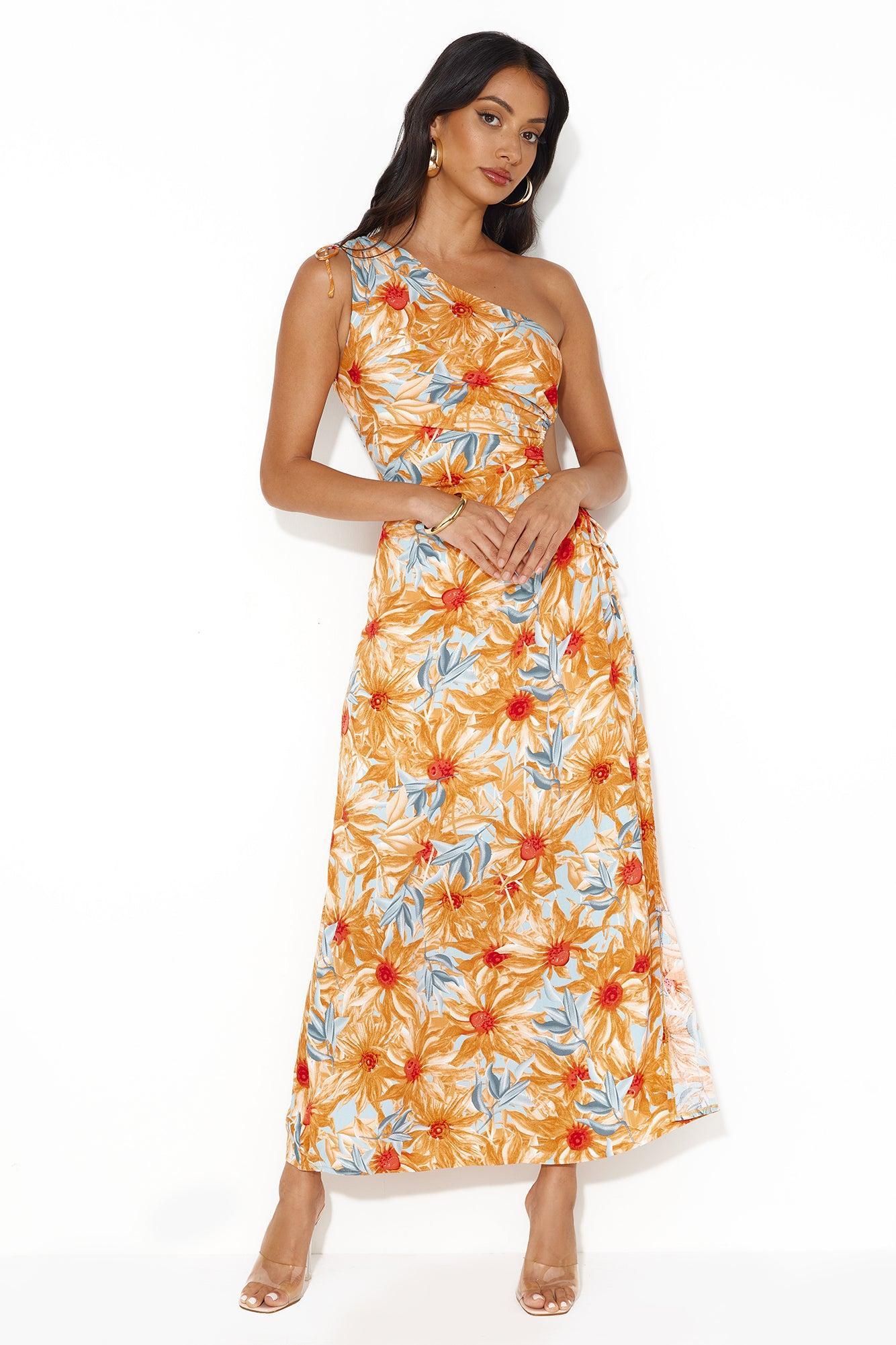 Ticket Anywhere One Shoulder Maxi Dress Orange Product Image