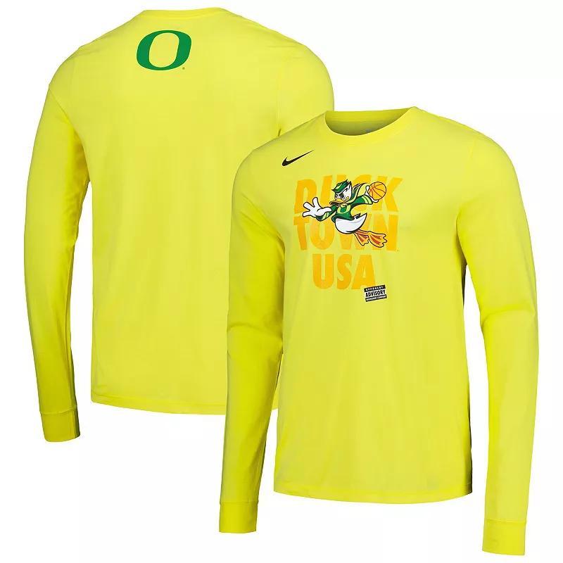 Mens Nike Oregon Ducks Duck Town Pre-Game Warm-Up Long Sleeve T-Shirt Product Image