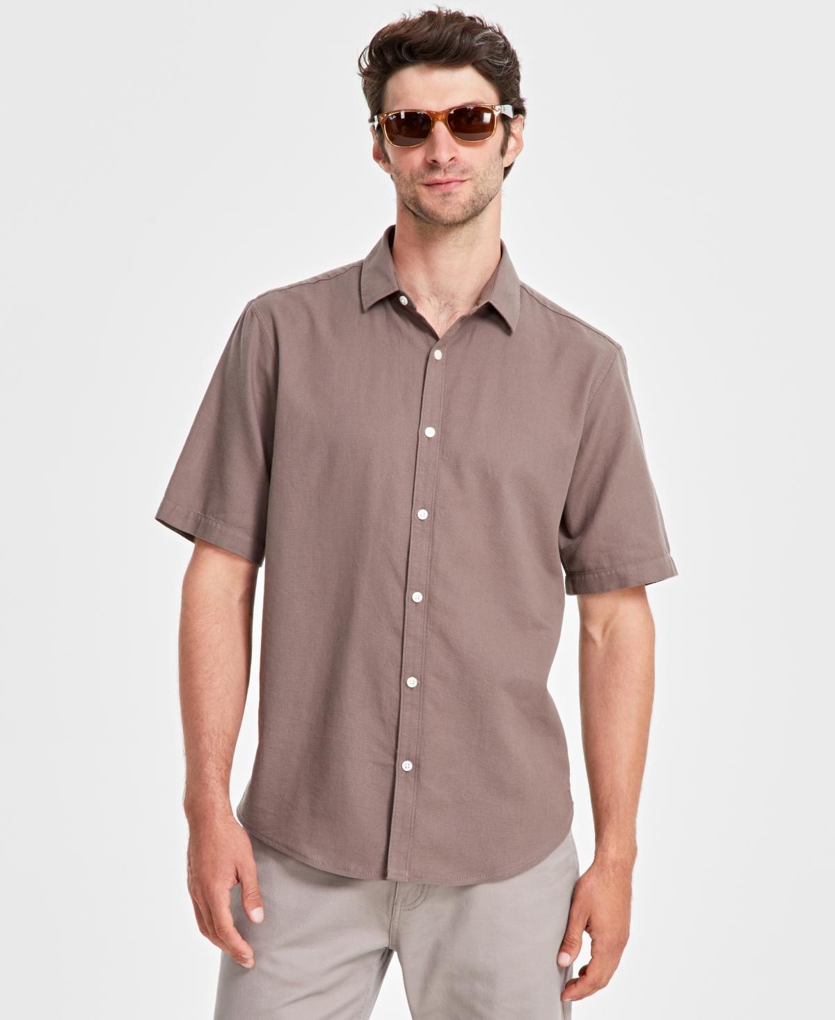 Alfani Mens Short-Sleeve Solid Textured Shirt, Created for Macys Product Image