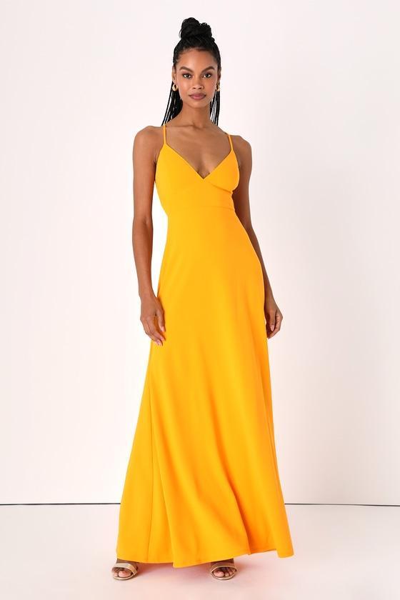 Be My Date Marigold Lace-Up Maxi Dress Product Image