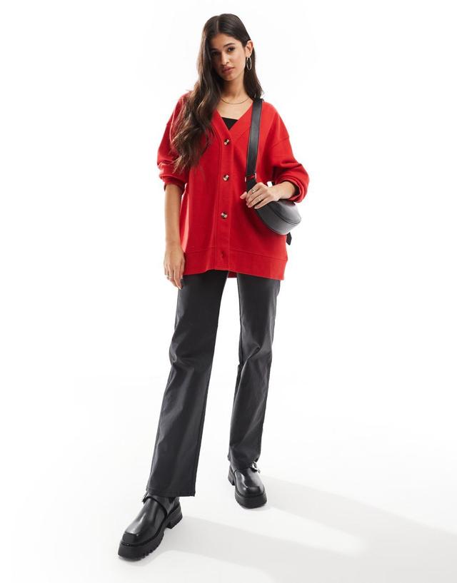 ASOS DESIGN supersoft long line cardigan in red - part of a set Product Image