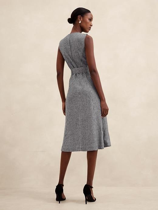 Linen-Blend Button Midi Dress Product Image