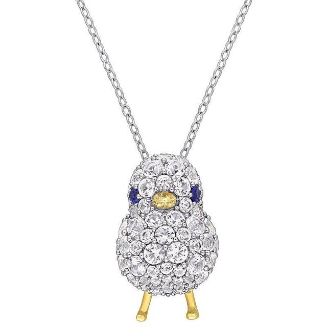 Stella Grace Sterling Silver 2 3/4 Carat T.W. Lab-Created White Sapphire Chick Pendant Necklace, Womens Multicolor Product Image