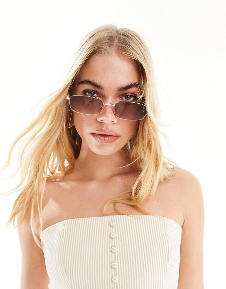 ASOS DESIGN 90s metal square sunglasses in brown  Product Image