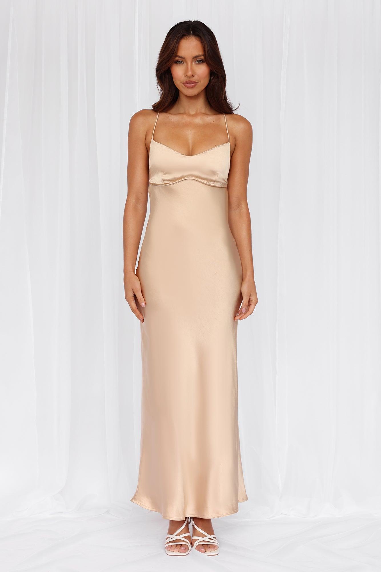 HELLO MOLLY The Samara Satin Maxi Dress Champagne Product Image