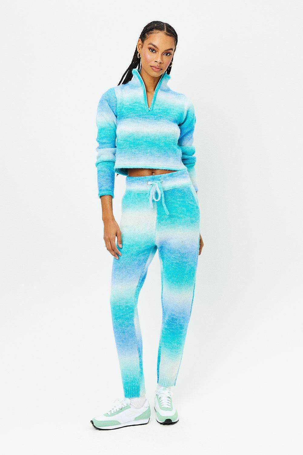 Bowie Cropped Knit Sweater - Blue Horizon Product Image