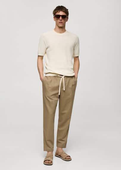 MANGO MAN - Slim-fit pants with drawstring medium greenMen Product Image