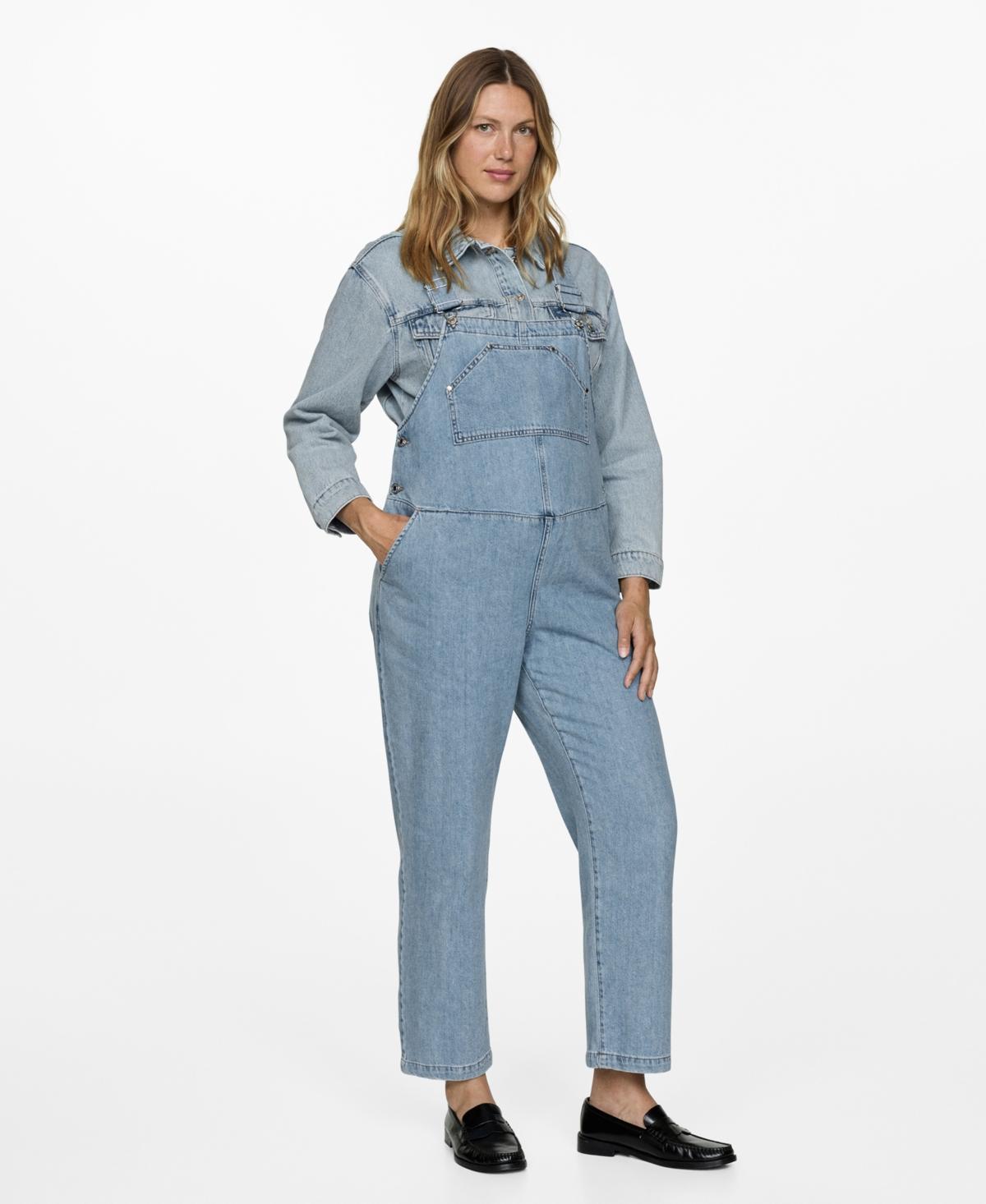 Mango Womens Maternity Denim Dungarees Blue Product Image