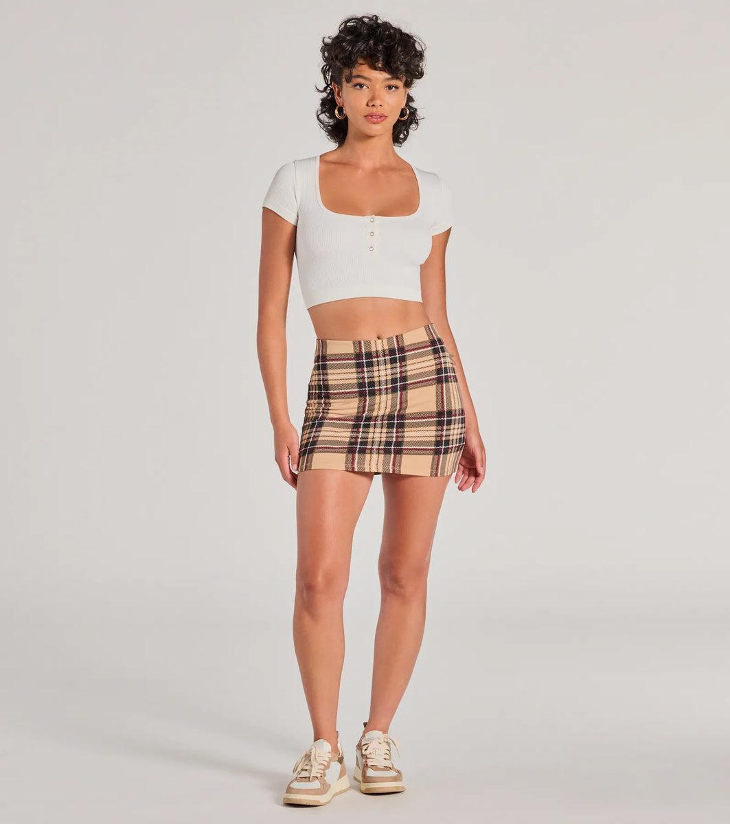 Adorable Pose High-Rise Plaid Mini Skort Product Image