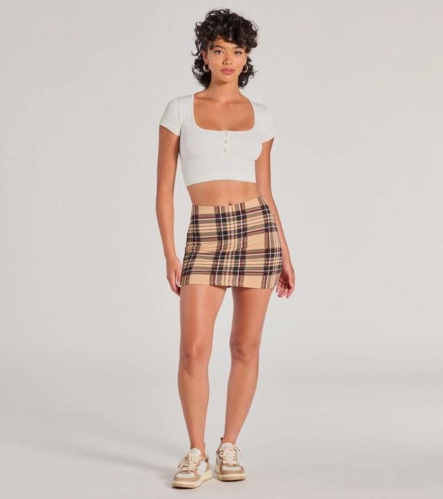 Adorable Pose High-Rise Plaid Mini Skort Product Image