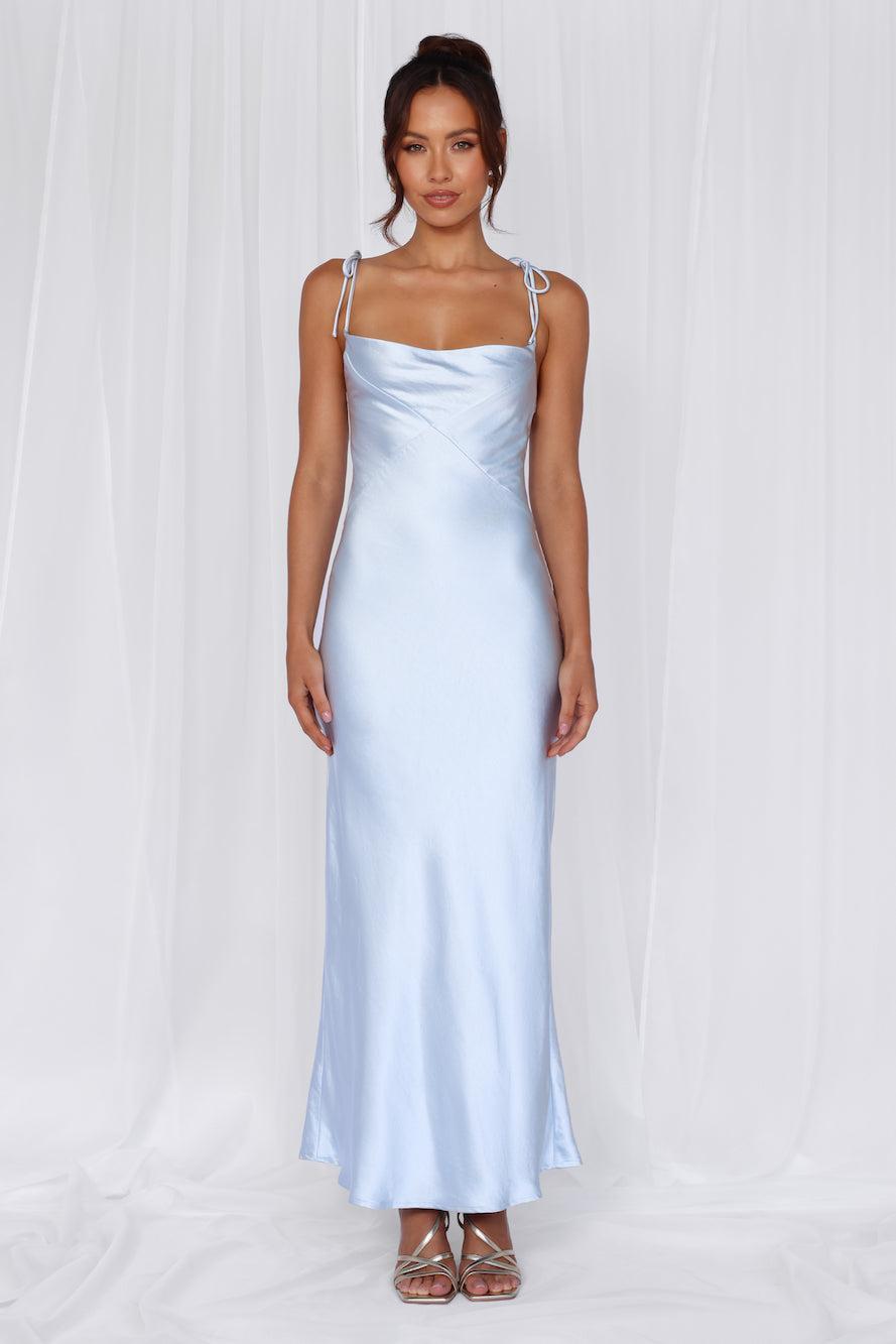 HELLO MOLLY The Penelope Cowl Satin Maxi Dress Blue Product Image