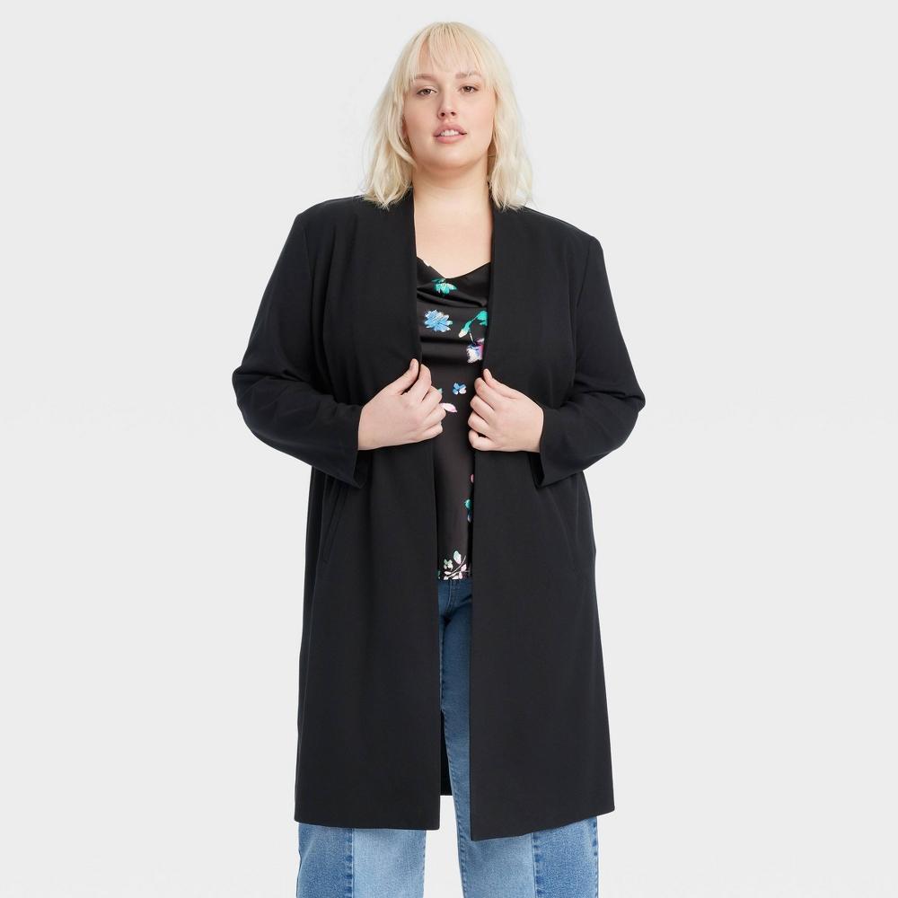 Womens Long Line Blazer - Ava & Viv Black 1X Product Image