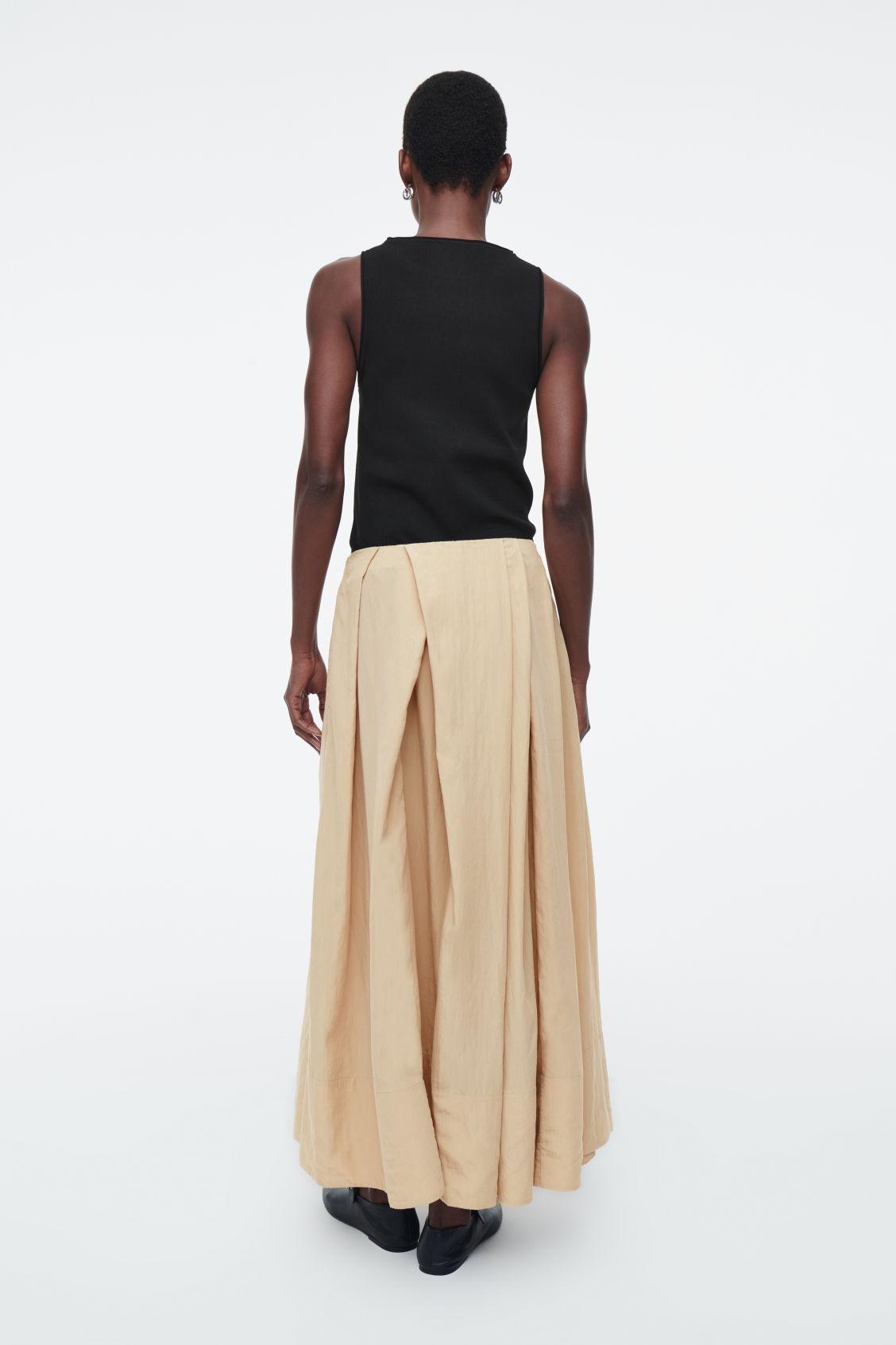 PLEATED A-LINE MIDI SKIRT Product Image