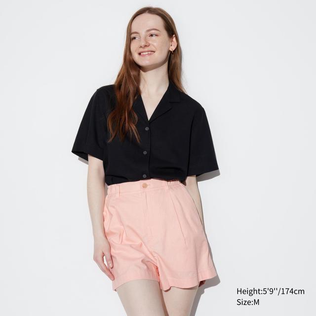 Womens Linen Cotton Shorts Pink XS UNIQLO US Product Image