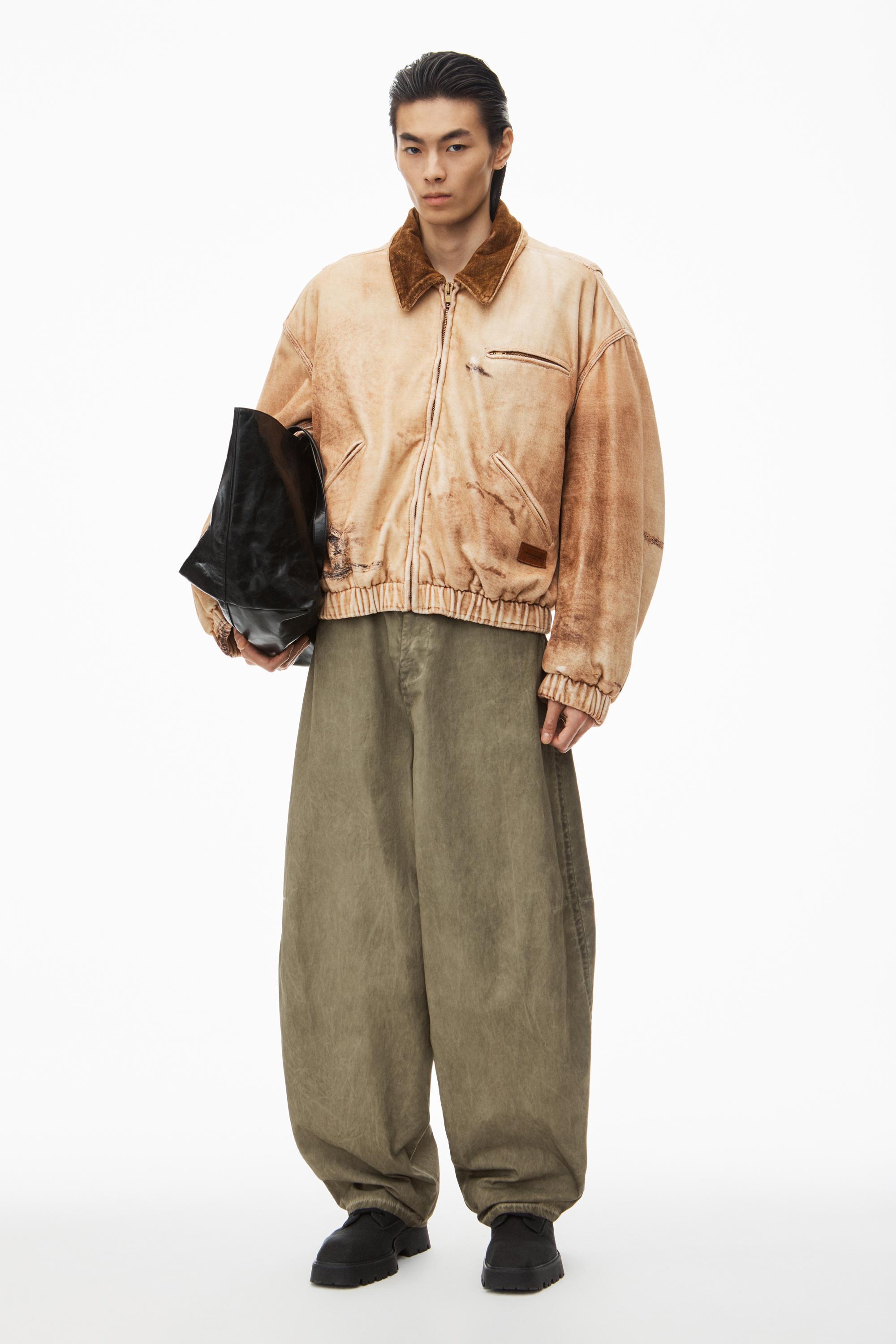 Bomber Jacket In Workwear Trompe-l'oeil-print Velour Product Image