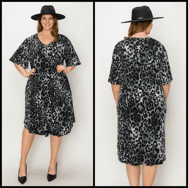 Plus Snow Leopard Dress* Product Image