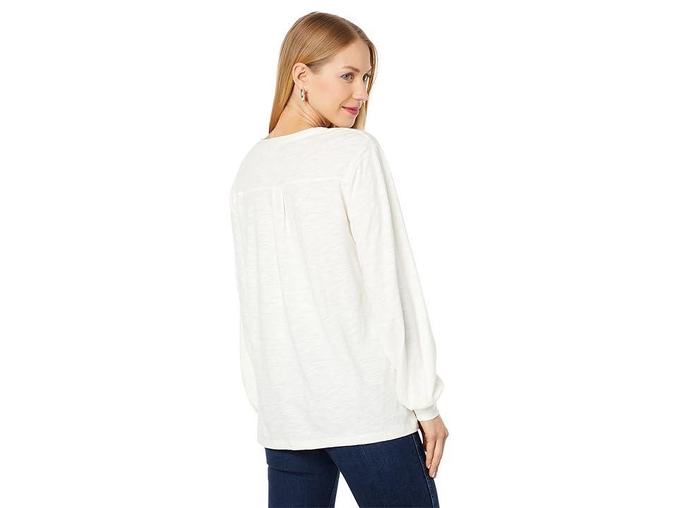 Lilla P Long Sleeve Split-Neck (Ivory) Women's Clothing Product Image