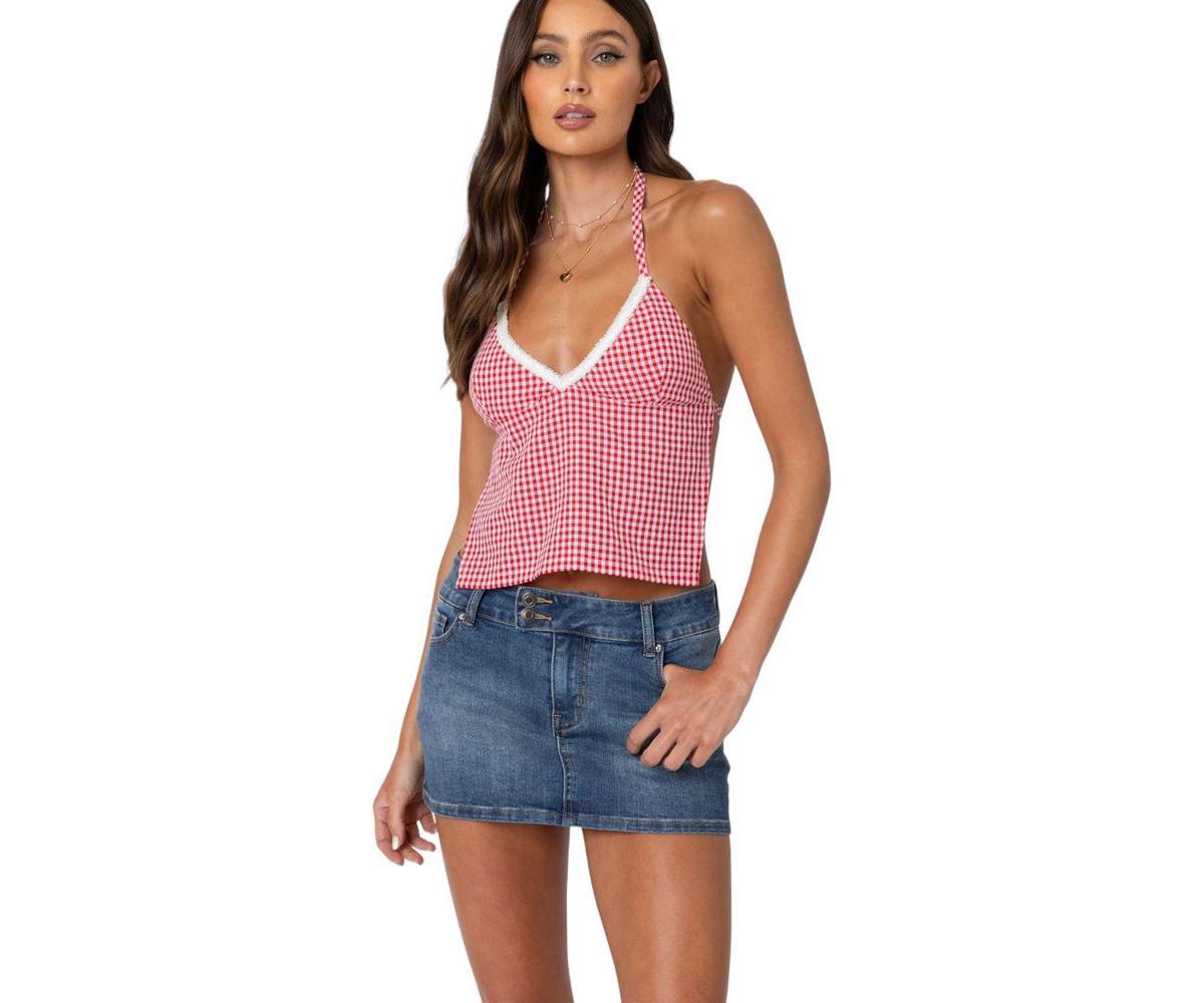 Edikted Womens Charmaine Open Back Gingham Top Product Image