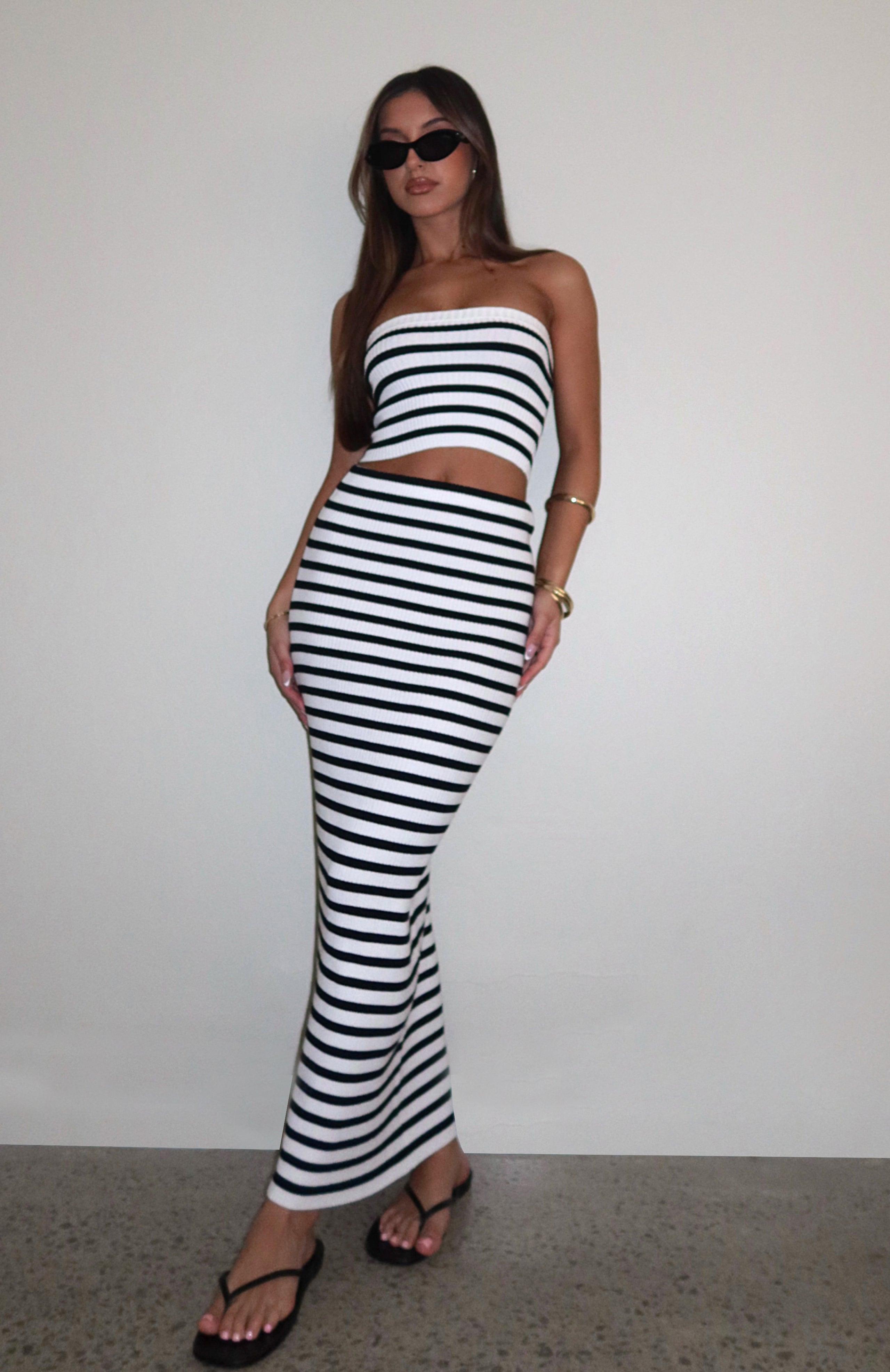 Bless You Maxi Skirt Black/White Product Image